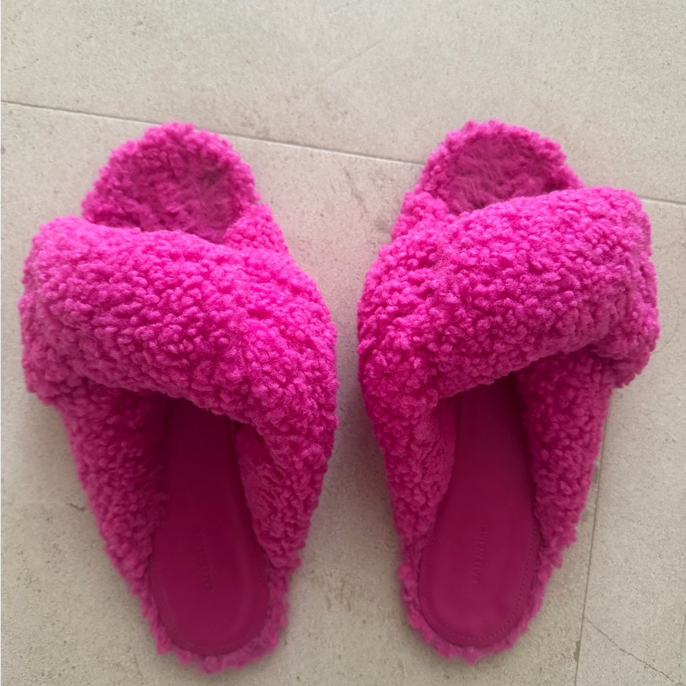 Balenciaga shearling slides